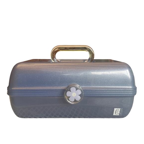 Caboodles On-the-Go Girl Makeup Case Organizer with Mirror Blue Sparkle Travel - Picture 1 of 13